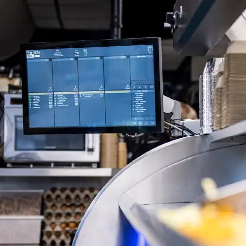 untill keukenscherm in een snackbar keuken